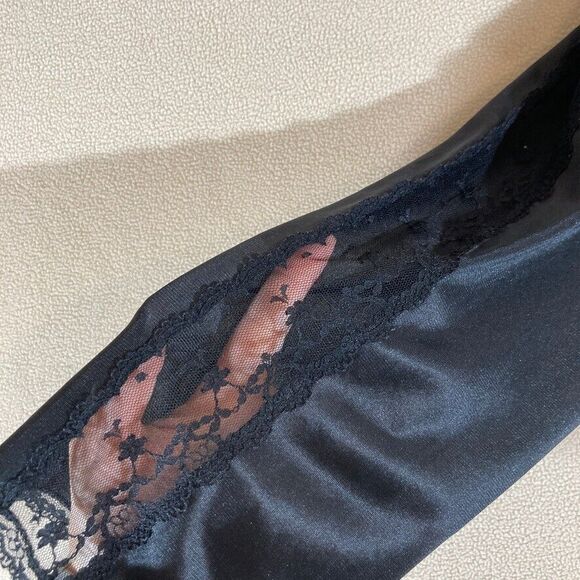 VTG Sheer Madness Dressing Robe Duster Gown S/M Black Wrap Romantic Sexy‎ - Picture 4 of 8
